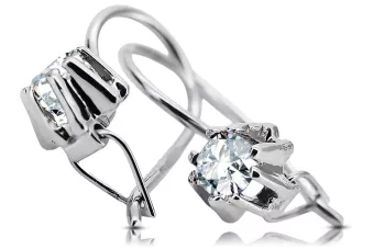 Plata de ley 925 14k 583 Zircon pendientes vec053s Ruso Soviético URSS Artesanía vintage Art Deco style